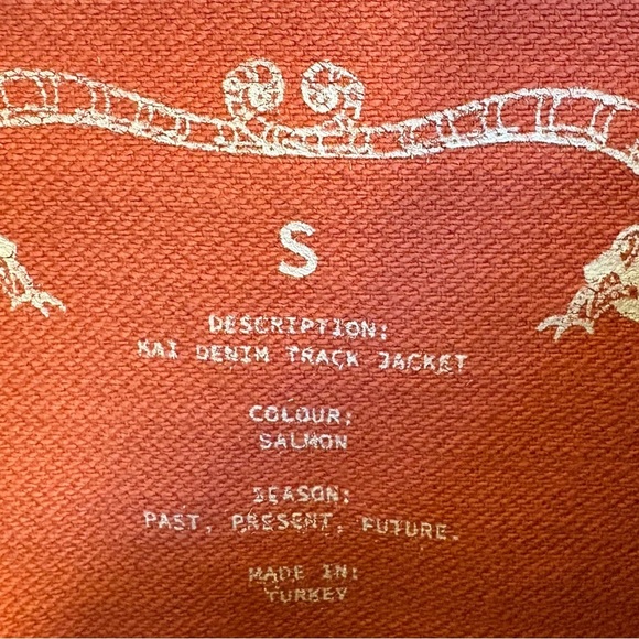 Maanaki Kai Denim Track Jacket in Salmon Size Small - Picture 2 of 4